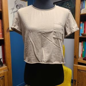 Tan Crop Tee Size M
